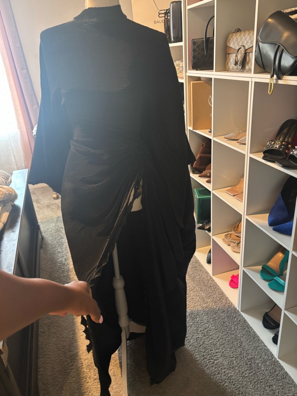 Elegant Black Draped Women’s Dress - Picture 5 of 12